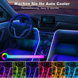 OMECO USB Ambient Lighting Car LED Interior Lighting 4 m 5050 RGB with App and Controller 5 V LED Strip Interior Lighting Atmosphere Light Waterproof Music Light Strip Controllable LED Strip Neon