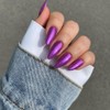 Purple Chrome Press on Nails Medium Almond, SXVME Chrome Fake