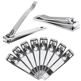 11pcs Large Beauticom Stainless Steel Curved Nail Clipper - Professional Ultra Sharp Sturdy Silver Finger Nail and Toe Nail Cutters for Acrylic Nails Grooming Manicure