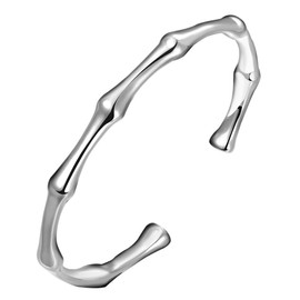 Cutesmile Fashion Jewelry 925 Sterling Silver Chinese Bamboo Festival Open Cuff Bangle Bracelet