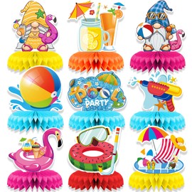 Pool Party Decorations, Pool Centerpiece for Pool Beach Party Table Decorations, Beach Centerpiece for Summer Pool Party Supplies, 9Pcs