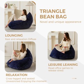 BYBYME Bean Bag Chairs Sherpa Lazy Sofa, Giant Beanbag Chairs for Adults, Teenagers with Stuffed High Density Foam Filling, Comfy Chair for Living Room, Bedroom