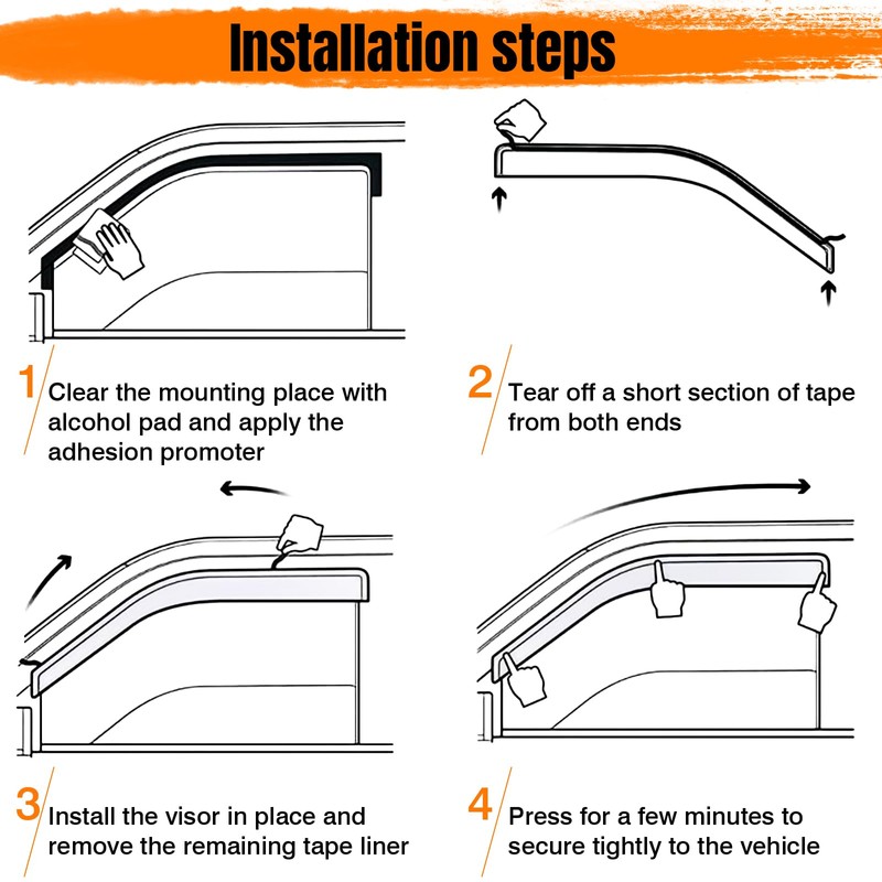 Tape On Window Visor Deflectors Compatible with 1988-1998 Chevy C