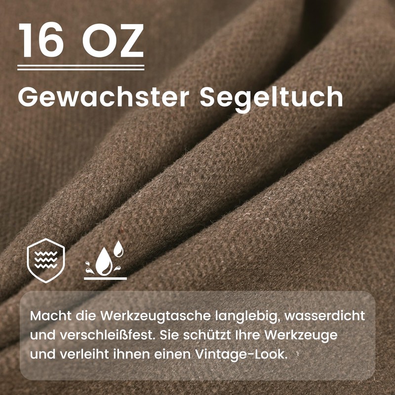 Canvas Tool Bag, Zippered Tool Pouch with Handle, 16 oz