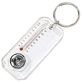 ADROIT (2 Pack) Mini Thermometer & Compass | 2.5" x 1" Size (6.4 cm x 2.5 cm) | Precise 0.5” Compass (1.3 cm) & 1.5" Thermometer (3.8 cm) | -30°C to 120°F Range | Includes Keyring