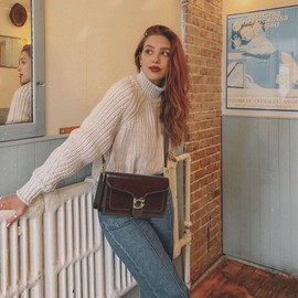 Travistar Small Crossbody Bags for Women - Vintage Leather Purses for Women Cross Body Purse Trendy Fall Shoulder Bag Elegant Satchel Handbags Designer Evening Bag Clutch Purses with 2 Straps Burgundy