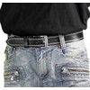 Harrys-Collection Men's Premium Leather Belt with Quilted Stitching, black