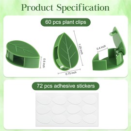 Pwfkgo 60 Pcs Plant Wall Clips, Plant Climbing Wall Fixture Clips, Wall Vines Fixing Clips with 72 Adhesive Stickers, Self-Adhesive Plant Fixer for Vine Support and Indoor Outdoor Decoration