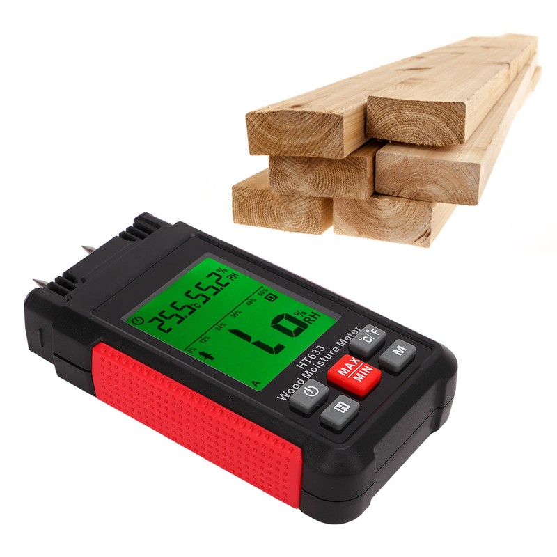 Wood Moisture Meter Multifunctional Digital Moisture Detection Tester for Firewood