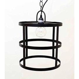 Cylinder Frame Hanging Lamp with Socket Set & 3 Feet of Chain- 12" H x 12" D