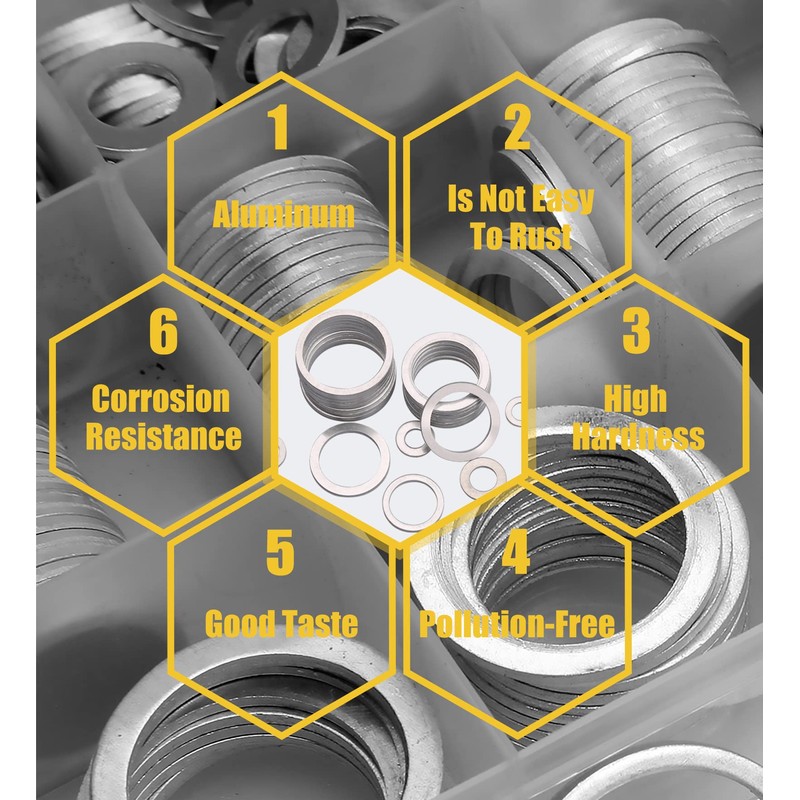 508 pcs Automotive Metric Oil Drain Plug Gasket Aluminum Flat