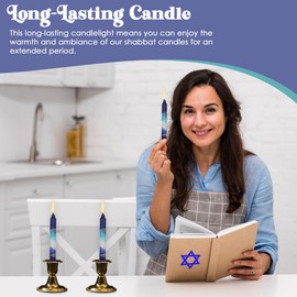 Majestic Giftware 12-Pack Shabbat Candles - (SHC4) | 5.5 Inch Dripless Handcrafted Traditional Shabbos Candles | Premium Quality Wax |Fits Standard Candle Holders (Glacier Blue)