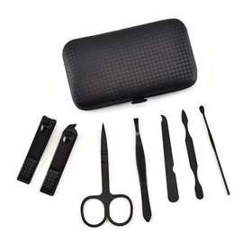Manicure Pedicure Set | Nail Clippers | Scissors | Tweezers | Ear-pick | Black Stainless steel Men Women Travel Size Nail Grooming Tool Kit Blue