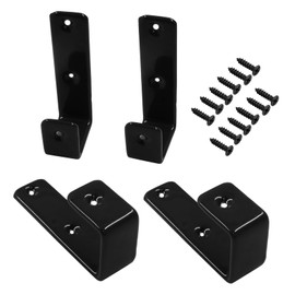 BokWin 4 Pcs Bunk Bed Ladder Brackets 25mm/1 Inch Metal PVC Coated Utility Hooks Bed Ladder Hooks Hardware with Screws for Library Loft Bed Stairs(Black)