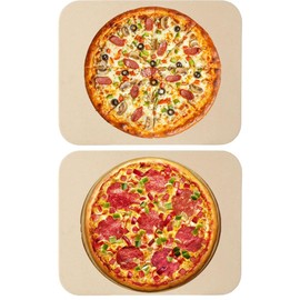 2 Pack Pizza Stone,Rectangle Heavy Duty Cordierite Pizza Pan for Oven and Grill,15 x 12"Baking Stone for Pizza,Bread and BBQ