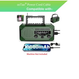 eeTao USBC Charging Cable Compatible with Veubew WR5 10000mAh Emergency Hand Crank Radio with LED Flashlight DC5V 2.1A 5VDC 2100mA 5.0V Power Supply Cord