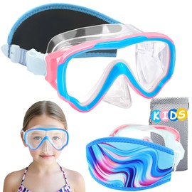 Vvinca Kids Swim Goggles with Nose Cover, Fabric Strap Swimming Goggles Snorkel Diving Mask No Leak Wide View Anti Fog Anti-UV Anti-Shattered Lens Swim Mask Water Goggles for Toddlers Kids Youth 3-15