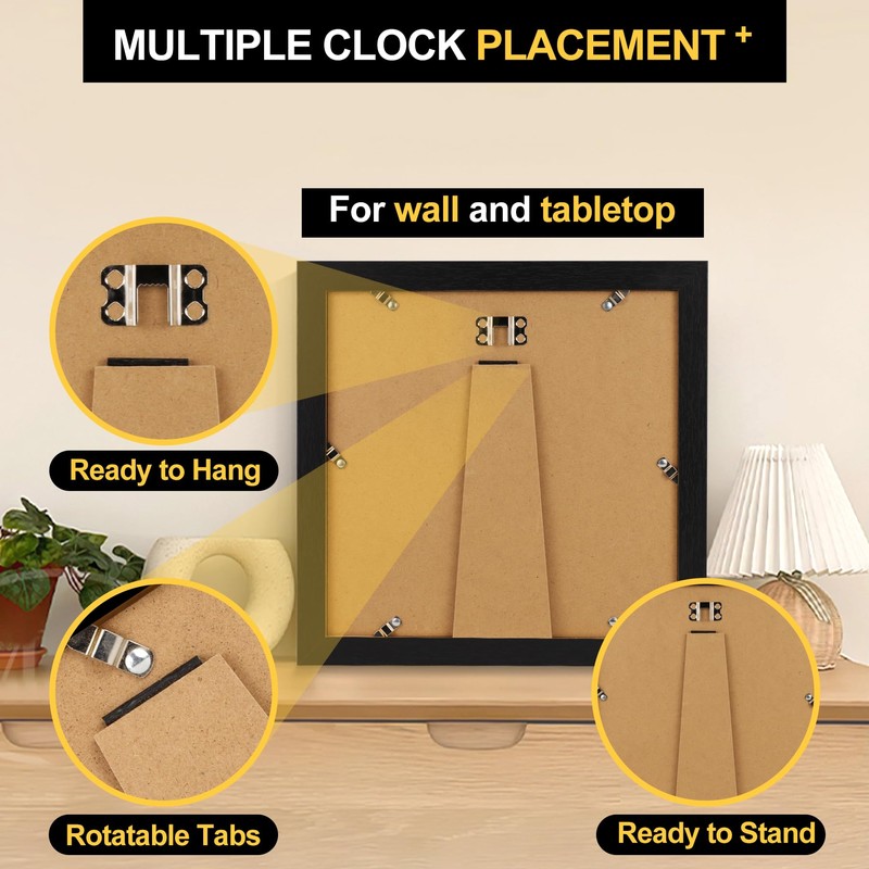 TOFOREVO 8x8 Square Picture Frames Set of 6 Black Wood