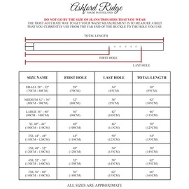 Ashford Ridge Made in England 40mm Full Grain Leather Belt with Classic Buckle - Vintage Brown Large