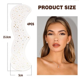 Auiremrti Glitzer Gesicht Sommersprossen Tattoo,4 Stück Wasserfeste Sterne und Punkte Temporäre Tattoos,Gold und Silber Gemischte Farbe Festival Freckles,Henna Freckles Tattoo Folie