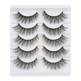 Artificial Eyelashes, Cat's Eye 3D False Eyelashes, Natural Look, 5 Pairs Strip Eyelashes, Thin Band, Soft Cat Eye Lashes, Fluffy Fake Eyelashes, Reusable, Faux Mink Mink Eyelashes Glowing Win
