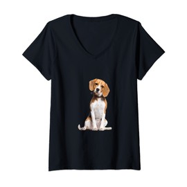 Womens Beagle dog V-Neck T-Shirt