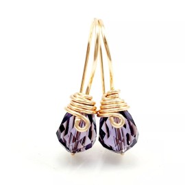 HANDMADE Amethyst earrings dangle, February birthstone earrings, Tiny dangle earrings