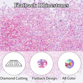 YAEISM 4000PCS Flatbck Rhinestones 3mm AB Resin Flat Back Rhinestone Purple Rose Nail Rhinestones Non Hotfix Crystal Gems with Pickup Pencil and Tweezer for Nail Art DIY Crafts Face Makeup Decorations