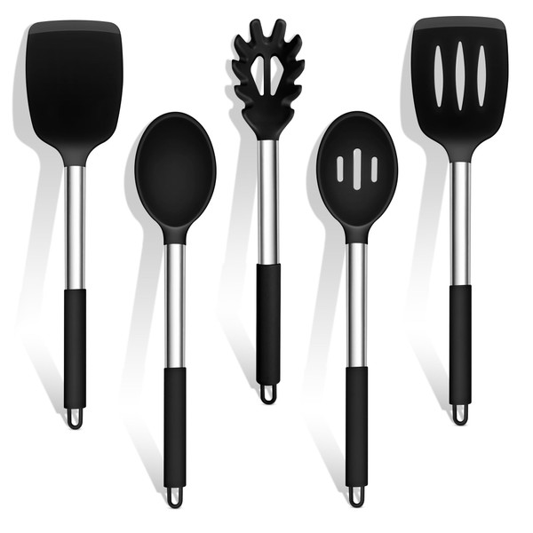 TeamFar Cooking Utensils Set, 5 PCS Silicone Kitchen Utensils with