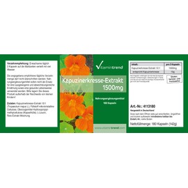 Nasturtium Extract 1500 mg - 180 Capsules - Vegan - 10x Concentrated | Vitamintrend®