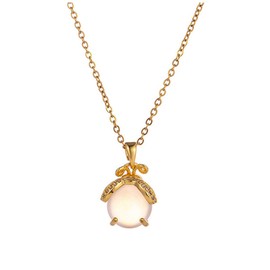 QIAOZHI Women Jewelry Firefly Moonstone Pendant Necklace Simple Choker Necklaces