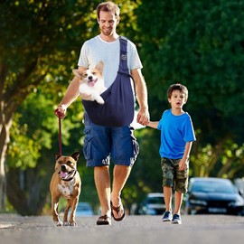 PETCUTE Dog Carry Bag, Transport Bag for Dogs and Small Pets up to 7.5 kg, Dog Sling with Adjustable Secure Shoulder Strap, Front Pocket for Outdoor Walks, Blue