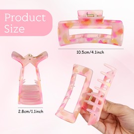 XunYee 100 Pcs Hair Clips Bulk Claw Hair Clips Square Jaw Hair Clips Set for Women Nonslip Rectangle Hair Clips for Hair Girls Women Gifts Beauty Accessories (Cute Colors,4.1'')