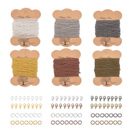 PandaHall Necklace Chains 6 Colour Link Cable Chain Necklace with 120 Pieces Lobster Clasps, 300 Pieces Jump Rings Bulk for Jewellery Chain Making, 196 ft / 65 yards Long
