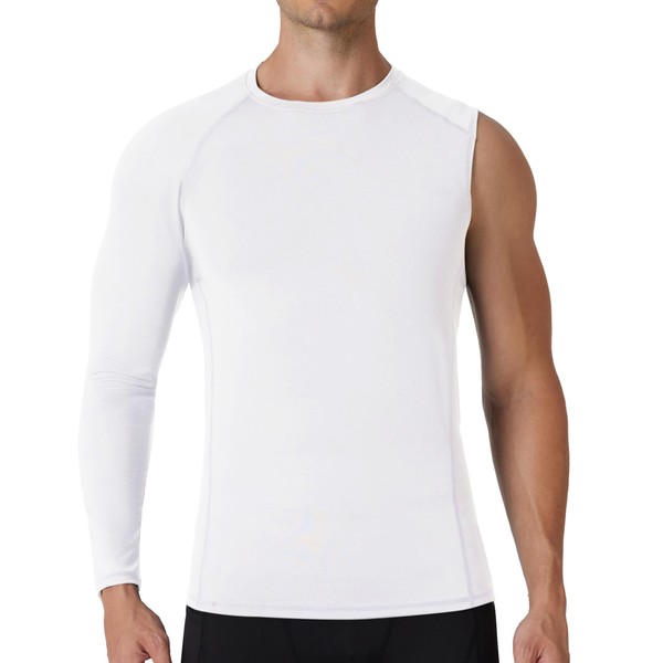RIKUAOU Mens One Arm Sleeve Compression Shirts 1/2 Long Sleeve