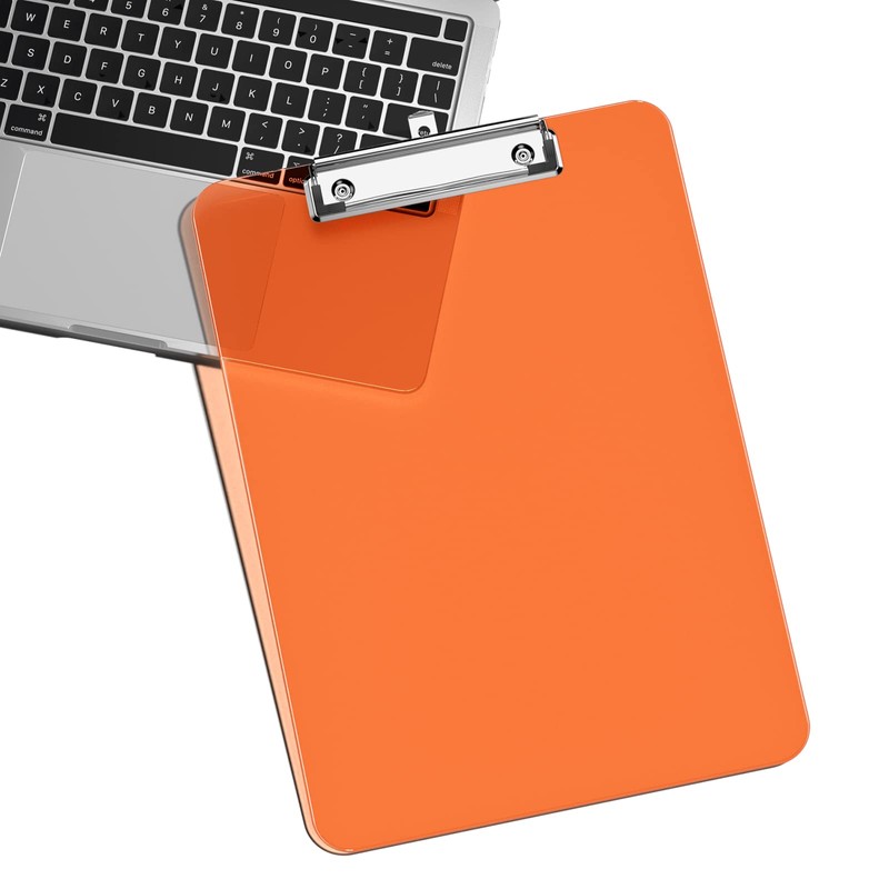 Hnogri Plastic Clipboards, Orange Clip Board Standard A4 Letter Size