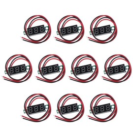 iuniq 10pcs 0.28-inch Small DC Voltage Meter,Reverse Connection Protection LED Panel Display Voltage Tester,Adjustable Digital Voltmeter with Two Wires