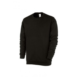 BP 1623-193-32-2XL Unisex Sweatshirt, Long Sleeves, Crew Neck, Knitted Cuffs on Sleeves and Hem, 320.00 g/m² Reinforced Cotton, Black, 2XL