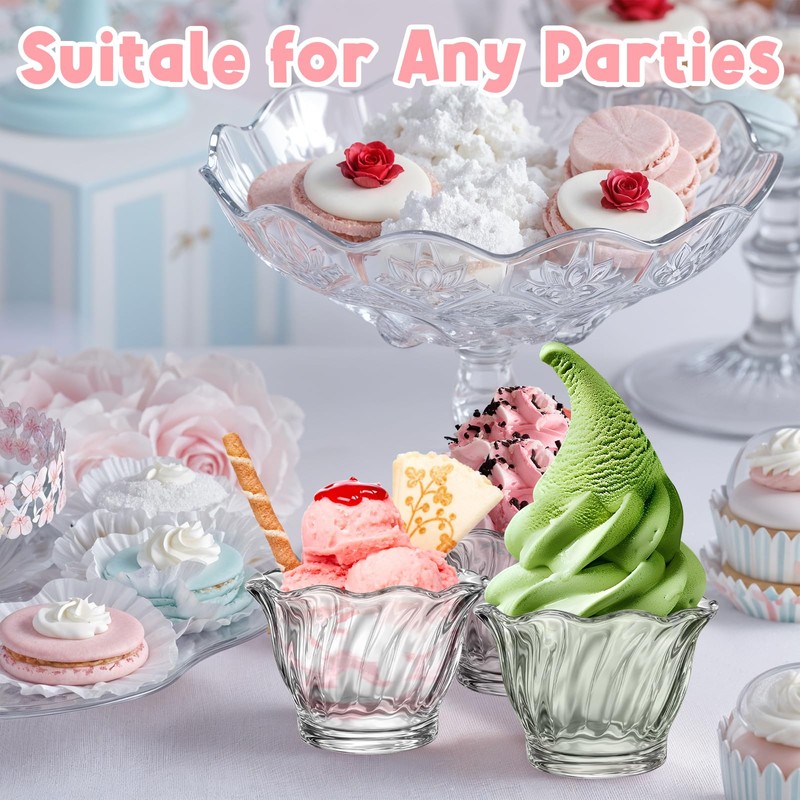JOUTYFOR 22 Pack Plastic Dessert Cups 6 oz Clear Ice