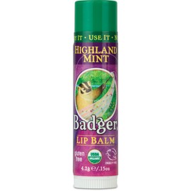 Badger HIGHLAND MINT Classic Lip Balm USDA Organic With Beeswax & Aloe 4.2g