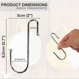 Navoys 12pc S-Shaped Hanging Hooks – Slim Rail Chrome Hook Hangers for Home Organisation – Durable Storage Solution for Kitchen, Closet, Bathroom, and Garage – Space-Saving & Versatile