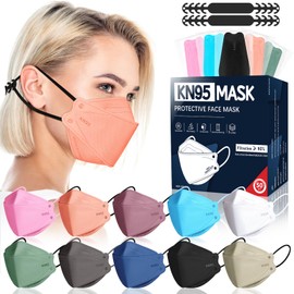 FENFEN KN95 Face Masks Disposable Adults - 50 Pack 5 Layer Protection Dust Breathable Comfortable Respirator Women KN95 Mask Individually Wrapped