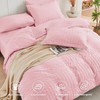 HYMOKEGE Pink Twin Comforter Set Seersucker 5 Pieces, All Season