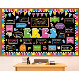 Affirmation Station Spanish Bulletin Board Set Welcome Back to School Spanish Motivational Classroom Decorations Colorful Inspirational Saying Paper Cutouts for Nursery Chalkboard Door Wall Decor