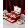 CASEGRACE Jewelry Box,3 Layers Leather Jewelry Storage Box with Lock,