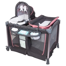 Baby Trend Nursery Center Travel Crib with Removable Rock-A-Bye Bassinet, Changing Table, Organizer, and Electronic Music Center and Nightlight, Robin