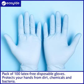 Easylife Latex-Free Disposable Gloves (Pack of 100), Food Safe Gloves, Puncture-Resistant Surgical Gloves, Practical Latex Free Gloves, Cleaning Gloves, Non Latex Gloves - Fully Guaranteed