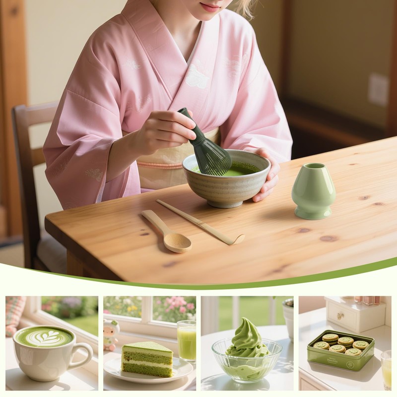 Matcha Set 4 Pieces Japanese Ceremony Resin Matcha Whisk Bamboo