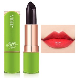 JIAYUTONG Aloe Vera Jelly Lipstick - Hydrating & Moisturizing Tinted Lip Balm, Color Changing Formula, Vegan & Cruelty-Free, Long Lasting Natural Lip Color (Green Tube-07#Rebellion Red)