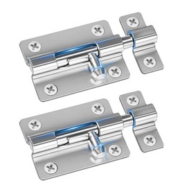 Door Security Slide Latch Lock with 12 Screws , 2 Pack Keyless Entry , Thickened Heavy Duty Steel Sliding , Easy to Install Gate